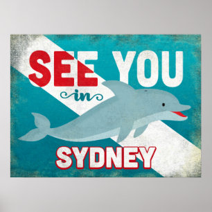 Affiche Sydney Dolphin - Retro Vintage Travel
