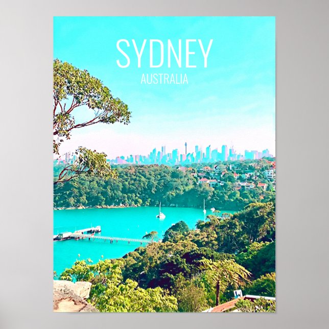 Affiche Sydney Harbour Skyline view Mosman (Devant)