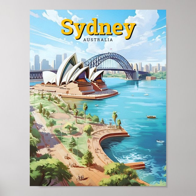 Affiche Sydney Opera Australie Vintage voyage d'art (Devant)