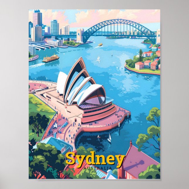 Affiche Sydney Opera Australie Vintage voyage d'art (Devant)
