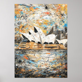 Affiche Sydney Opera House Abstract Drip Painting