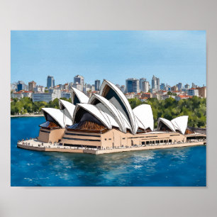 Affiche Sydney Opera House Australie Aquarelle