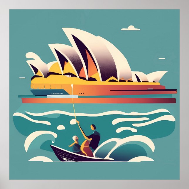 Affiche Sydney Opera House Australie peinture souvenir (Devant)