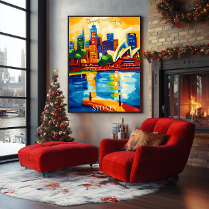 Affiche Sydney Skyline avec Opéra Abstrait Fauviste