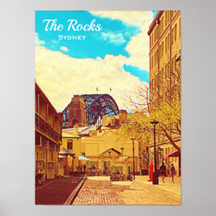Affiche Sydney The Rocks with harbour Bridge travel