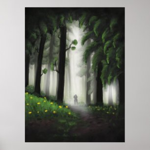 Affiche Sylvan Serenity : Forêt verte majestueuse avec Dis