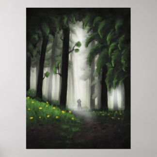 Affiche Sylvan Serenity : Forêt verte majestueuse avec Dis