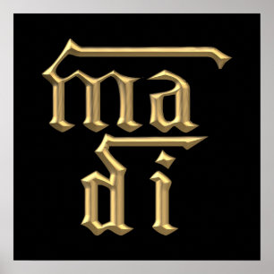 Affiche Symbole "3-D" d'or de la Mère de Dieu (Ma Di)