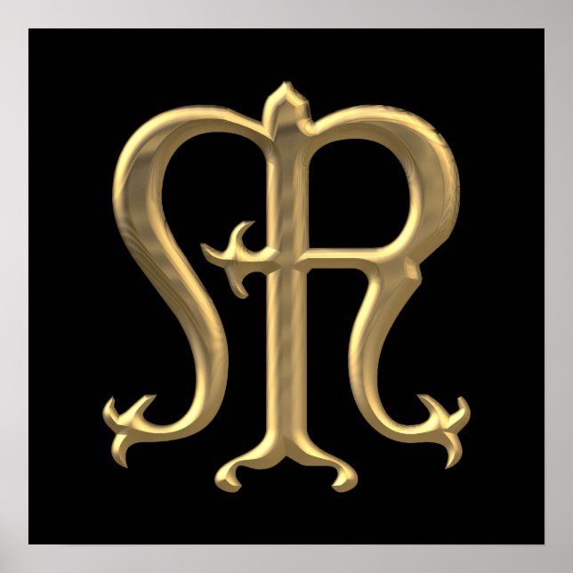 Affiche Symbole "3-D" d'or de la Vierge Marie (Devant)