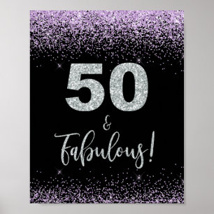 Affiche Symbole 50 & Fabuleux Confetti violet et argent
