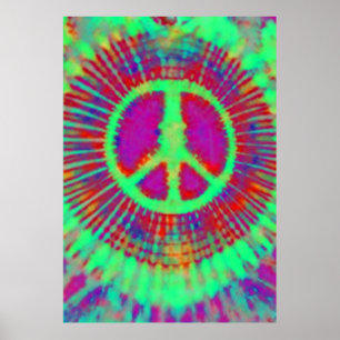 Affiche SYMBOLE Abstrait Psychédélique Cravate-Dye Peace A