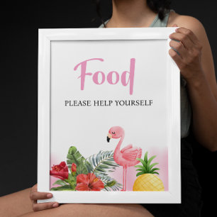 Affiche Symbole alimentaire rose Flamant rose tropical