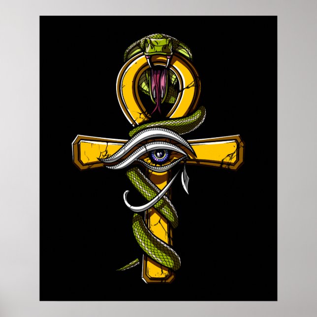 Affiche Symbole antique du serpent égyptien Ankh Eye Of Ho (Devant)
