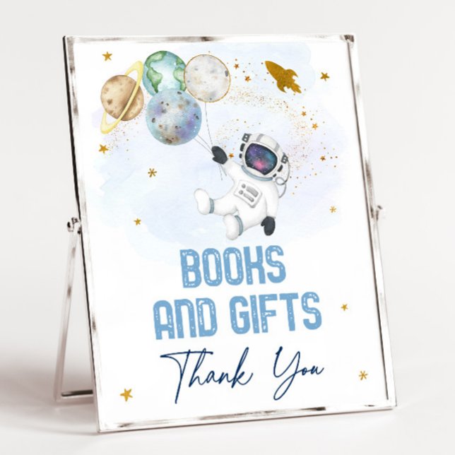 Affiche Symbole Astronaut Space Blue Gold Books & Cadeaux (Créateur téléchargé)