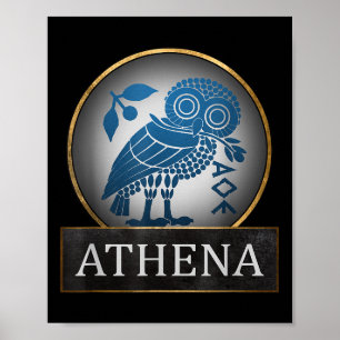 Affiche Symbole Athéna Owl De La Déesse Grecque De La Sage