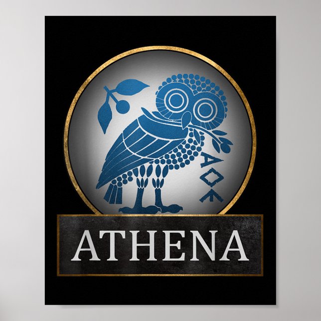 Affiche Symbole Athéna Owl De La Déesse Grecque De La Sage (Devant)