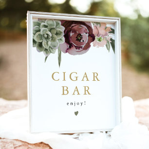 Affiche SYMBOLE AVA Boho Burgundy Succulent Bar Cigar
