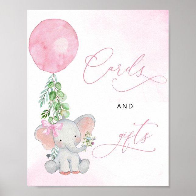 Affiche Symbole Baby Girl Elephant Eucalyptus Cartes et Ca (Devant)