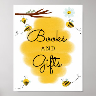 Affiche Symbole Baby shower à thème abeille Livres et cade