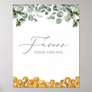 Affiche Symbole Baby shower Bee Greenery Favors