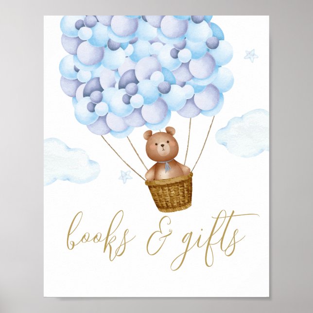 Affiche Symbole Baby shower Bleu De L'Ours Teddy Livres Et (Devant)