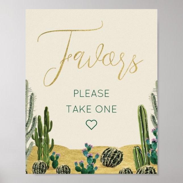 Affiche Symbole Baby shower Boho Cactus Faveurs (Devant)