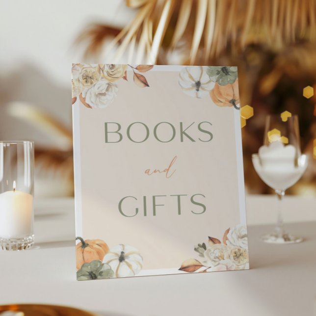 Affiche Symbole Baby shower citrouille Livres Et Cadeaux (Créateur téléchargé)