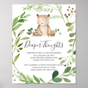 Affiche Symbole Baby shower de couche Ours Pensées