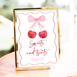 Affiche Symbole Baby shower de de bonbons à la cerise ros