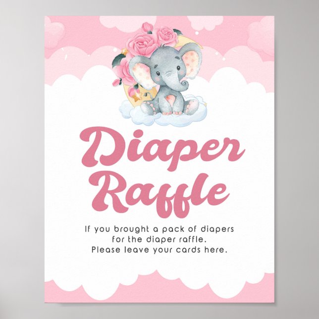 Affiche Symbole Baby shower de fille Eléphant rose de la c (Devant)
