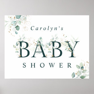 Affiche SYMBOLE Baby shower DE LA LETTRE BOtanique VERTE E
