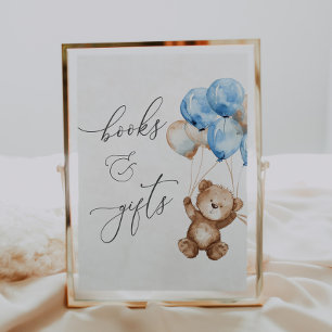 Affiche Symbole Baby shower de l'ours bleu Teddy