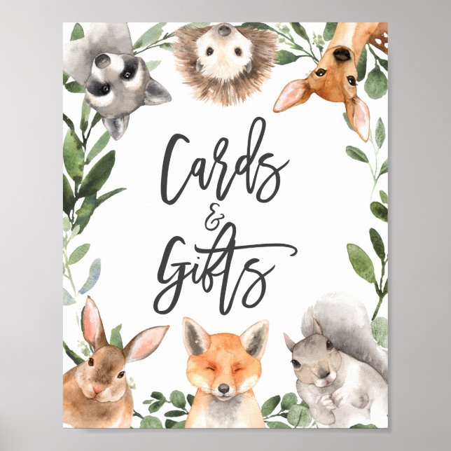 Affiche Symbole Baby shower des cartes et cadeaux pour ani (Devant)