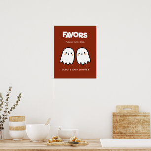 Affiche Symbole Baby shower des jumeaux Ghosts