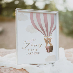 Affiche Symbole Baby shower Faveurs de l'ours rose Teddy