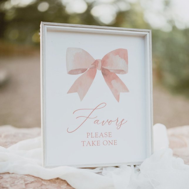 Affiche Symbole Baby shower Fille Bow Rose (Créateur téléchargé)