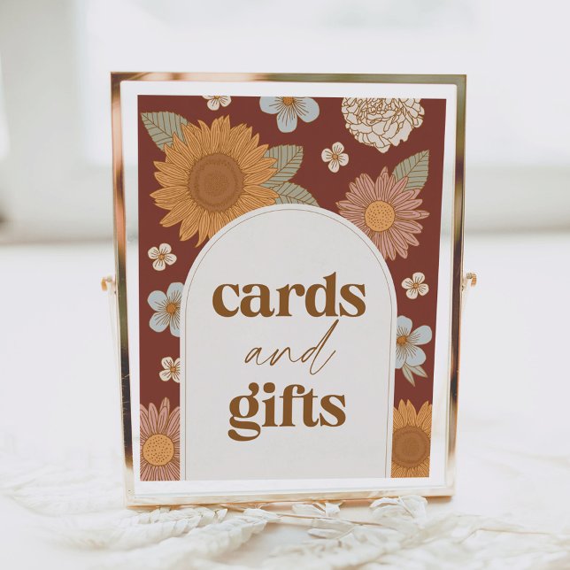 Affiche Symbole Baby shower Fleur sauvage rétro Cartes et  (Créateur téléchargé)