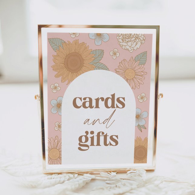 Affiche Symbole Baby shower Fleur sauvage rétro Cartes et  (Créateur téléchargé)