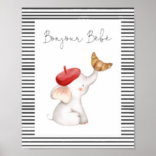 Affiche SYMBOLE Baby shower Français Bonjour Bebe Paris