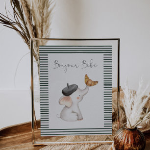 Affiche SYMBOLE Baby shower Français Bonjour Bebe Paris