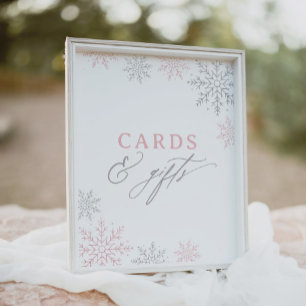 Affiche Symbole Baby shower Pink Snowflake Cartes et cadea
