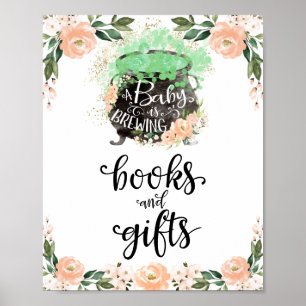 Affiche Symbole Baby shower pour fille Halloween Livres et