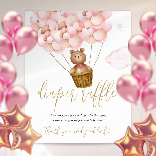 Affiche Symbole Baby shower rose de l'ours en peluche (Créateur téléchargé)