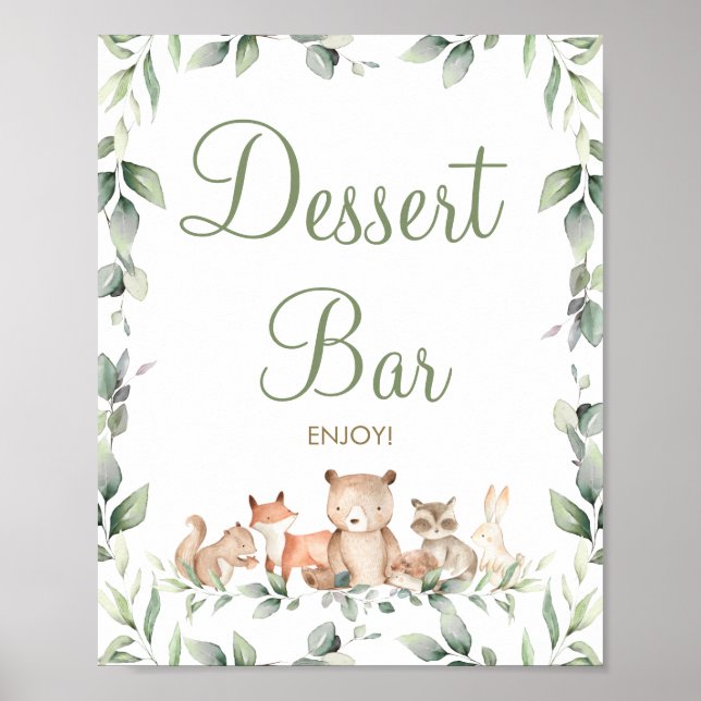 Affiche Symbole bar-dessert verdoyant Bois Animaux (Devant)