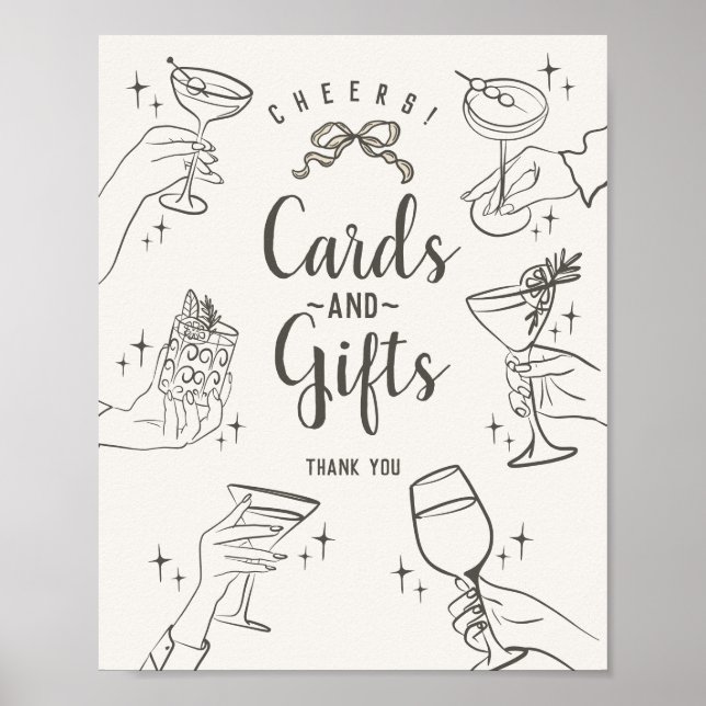 Affiche Symbole Beige Retro Cocktail Fiches et Cadeaux (Devant)