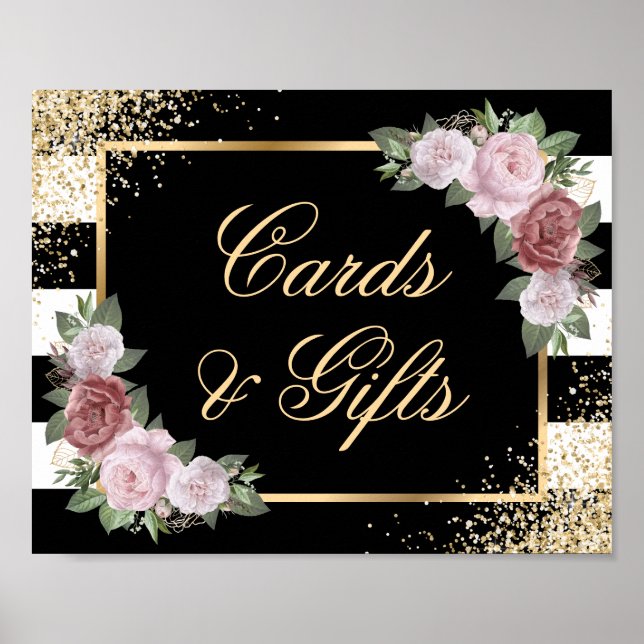 Affiche Symbole Black Gold Blush rose Cartes de mariage et (Devant)