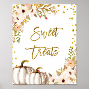 Affiche Symbole blanc et or citrouille Sweet Traitements