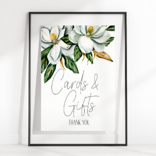 Affiche Symbole blanc Magnolia Floral Mariage Card & Cadea