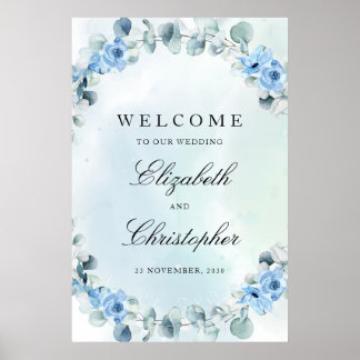 Affiche Symbole bleu bleu bleu bleu floral vert Eucalyptus