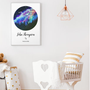 Affiche Symbole bleu Constellation Capricorne Horoscope Ca